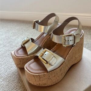 Steve Madden Gold Platform Wedge Sandals